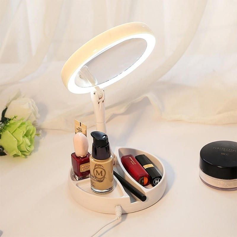 Sminktükör, kozmetikai tükör (nagyítós, ledes, asztali tükör) - Image 8