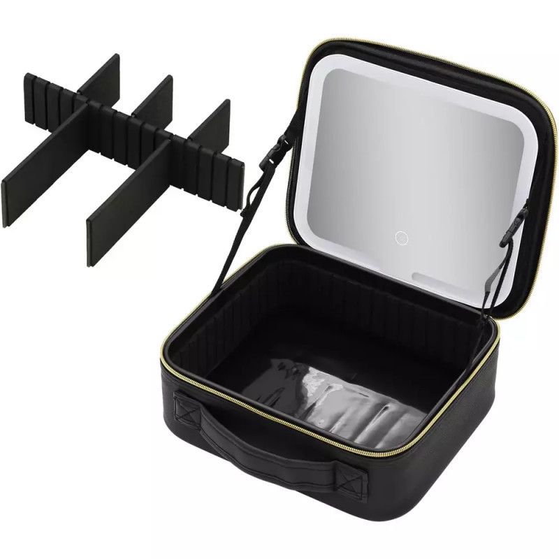 Kozmetikai táska beépített LED-es tükörrel - fekete - Image 2