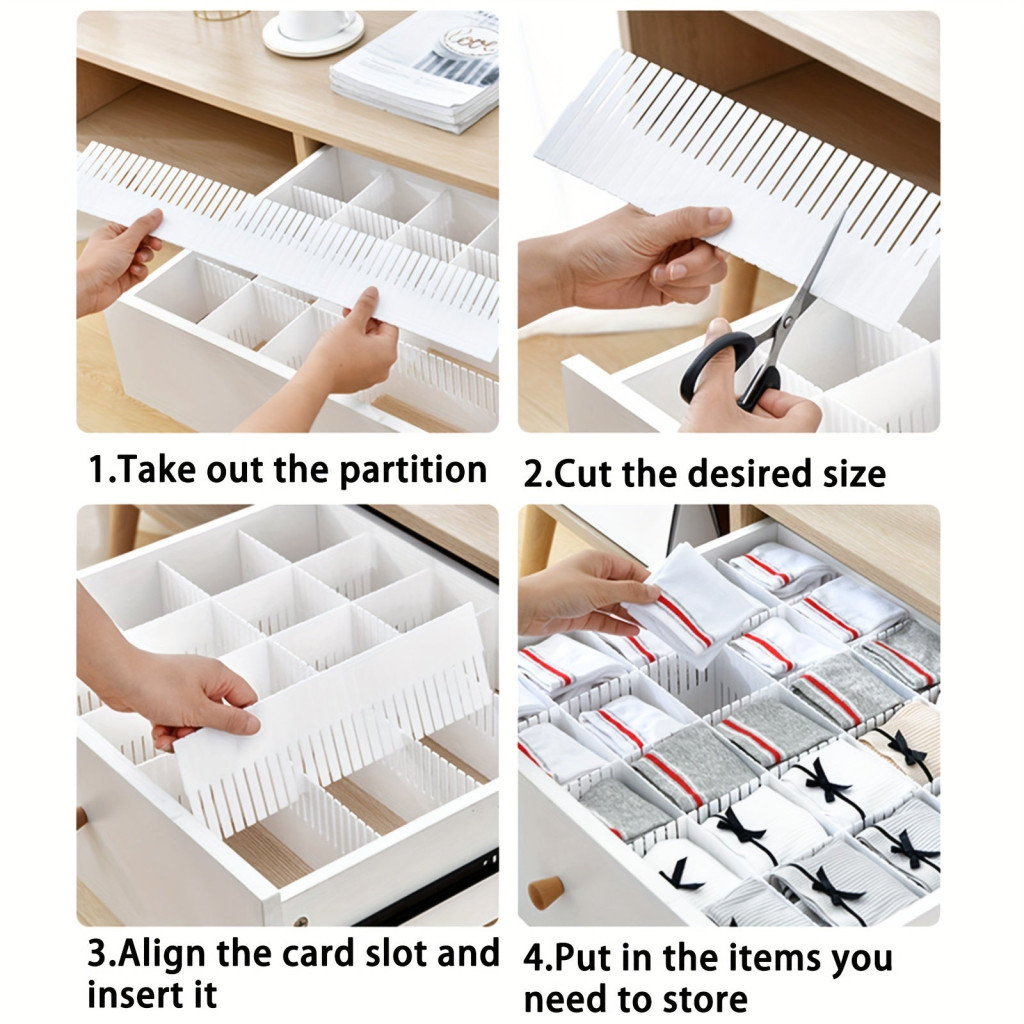 4db Fehér Fiókelválasztó - Állítható és Testreszabható Tároló szervező - Image 7