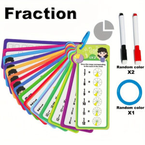 Matematikai Kártya Készlet – Összeadás, Kivonás, Szorzás, Osztás és Tört Önellenőrző Tanulóeszköz