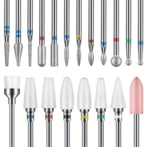 20 db-os fúrószár szett akril körömhöz – 3/32” kerámia- és keményfém fúrószárak körömfúróhoz, professzionális manikűr, pedikűr, körömápoló eszközök, illatanyagmentes