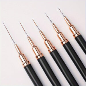 5 darabos Professzionális Köröm Művészeti Ecsetkészlet – Finom Szegélyező, Részletező Csík, Virágmintás & UV Gél Lakk Eszközök – Formaldehidmentes Manikűrhöz és Pedikűrhöz