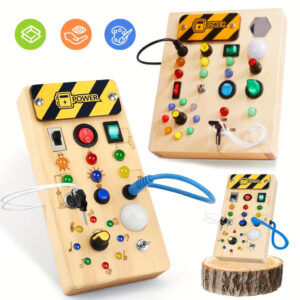 Színes Fa Foglalkoztató Tábla Érzékszervi Játékkal, Zene & Fény Kapcsolókkal – Oktatási & Utazásbarát Születésnapi Ajándék Gyerekeknek