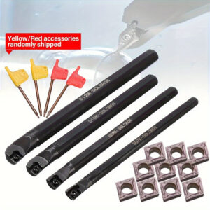 4db 7/8/10/12mm SCLCR 95° esztergáló fúrószár szerszámtartó + 10db CCMT0602 penge + 4db T8 csavarkulcs szerszámtartó készlet