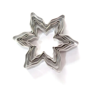 5 darabos Karácsonyi Süteményszaggató Készlet – Rozsdamentes Acél Hópehely Alakzatok Ünnepi Sütéshez