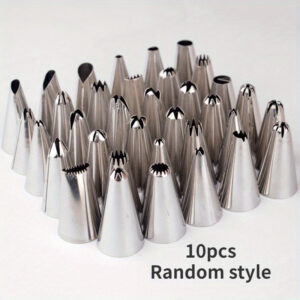 10 darabos Rozsdamentes Acél Tortadíszítő Készlet – DIY Cukormáz Fúvókák Süteményekhez & Péksüteményekhez, Konyhai Sütőeszközök