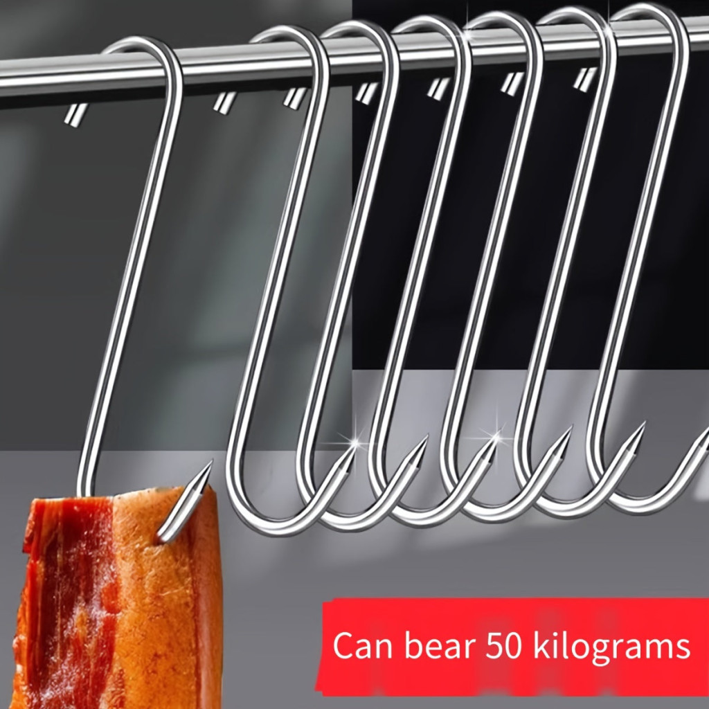 20 db rozsdamentes acél S-horog hús, hal, kolbász és baromfi akasztásához - Image 2