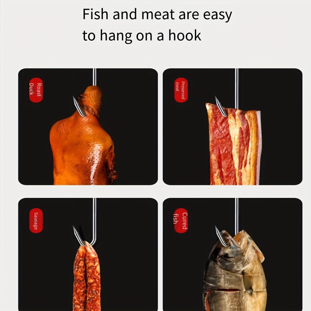 20 db rozsdamentes acél S-horog hús, hal, kolbász és baromfi akasztásához - Image 3